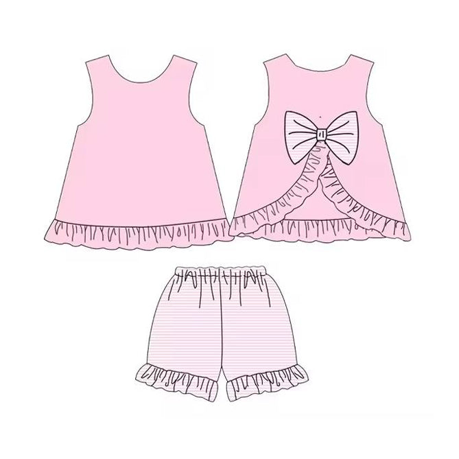 Beautiful Summer Dress For Baby Girl In Pink Color Shirt With Skirt main image 0