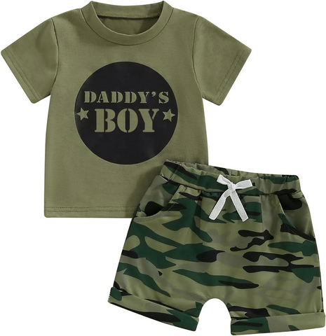 Order Deadline:19th Apr. Split order baby boy clothes daddy’s boy summer shorts set