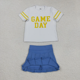 GSD2805  toddler girl clothes vinyl game day girl summer set yoga clothes