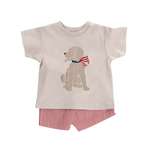 Order Deadline:9th Apr. Split order baby boy clothes dog patriotic boy summer shorts set