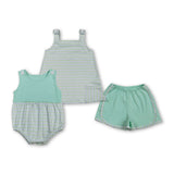 RTS Matching kids clothing green stripes print clothing girl summer clothing-2026.4.2