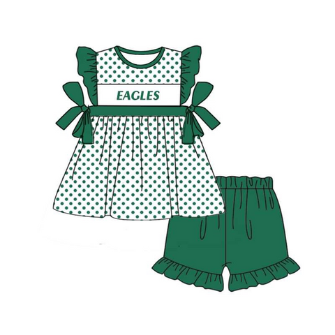 Custom order MOQ:3pcs each design girl  green state summer set