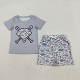 RTS baby clothes  baseball print boy summer shorts set-2025.12.9