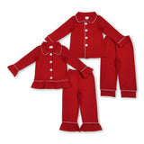 RTS kids clothes red  baby christmas matching clothes winter pajamas set-2025.9.26