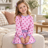 GLD1763 Dots rose red Long Sleeves Girls Skirts outfits