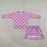 GLD1763 Dots rose red Long Sleeves Girls Skirts outfits