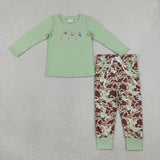 Matching Baby boys hunting long sleeves pants outfits embroidery