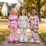 Matching Baby Girls pumpkin ruffle long sleeve outfits