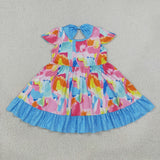 GSD2610  girls colorful short sleeve dress