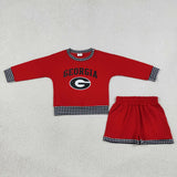 GLS0168 girls GEO red long sleeve shorts outfits vinyl