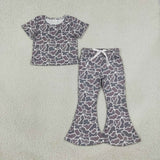 GSPO1889 Girls camo short sleeve bell outfits