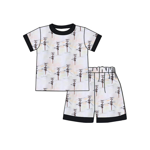Order Deadline：18th June Split order baby boy clothes lineman boy summer shorts set
