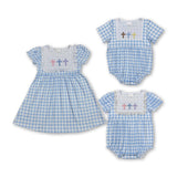 RTS kids summer matching clothes easter cross embroidery girl spring clothes