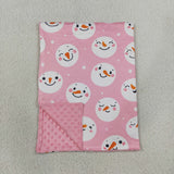 BL0266 baby Christmas Snowmen pink blanket