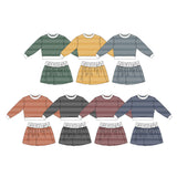 9.7 Pre-order girls stripe long sleeve skorts outfits yoga
