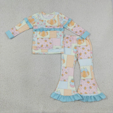 Matching Baby Girls pumpkin ruffle long sleeve outfits