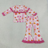 Matching Baby Girls pumpkin ruffle long sleeve outfits