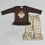 Matching boys girls Scarecrow brown kids clothing embroidery