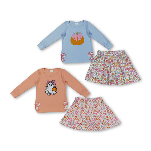 RTS kids clothes embroidered ghost pumpkin girls halloween matching clothes winter set-2025.9.5