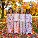 Matching Baby girls Halloween pumpkin bow scalloped bow pant outfits