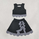 GSD4176 baby girls black sleeveless scalloped skirt Outfits yoga