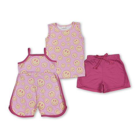 RTS kids matching clothing smile print clothing girl summer clothing-2025.7.2