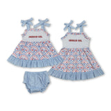 RTS kids matching clothing embroidery american girl print clothing girl 4th of July summer clothing-2026.1.23