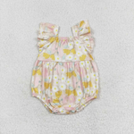 SR1673   baby girl clothes yellow floral toddler girl summer bubble