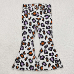 P0470   baby girl clothes leopard print girl bell bottom pant jeans pant