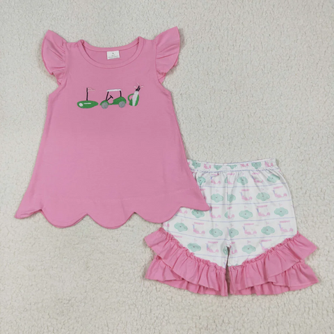 GSS02660 baby girl clothes embroidery golf toddler girl summer outfit