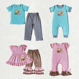 Matching Baby girls boys fall puppy outfits embroidery