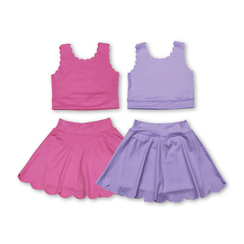 RTS toddler clothes matching clothing solid color kids summer yoga clothing