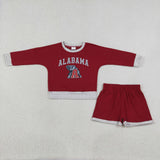 GLS0165 girls ALABAMA red long sleeve shorts outfits vinyl