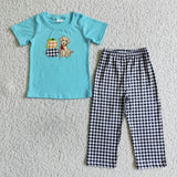 Matching Baby girls boys fall puppy outfits embroidery