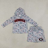 Matching Baby boys team camo long sleeves shorts hooded outfits