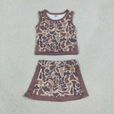 GSD4231  toddler clothes camo print girl summer set yoga