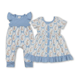 RTS kids matching clothing bunny print clothing girl easter clothing-2026.2.4