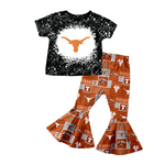 Order Deadline:29th Nov. Split order baby girl clothes state girl bell bottoms pants set