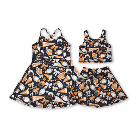 RTS baby clothes baby girl summer set black go team print baby summer yoga set-2025.8.25