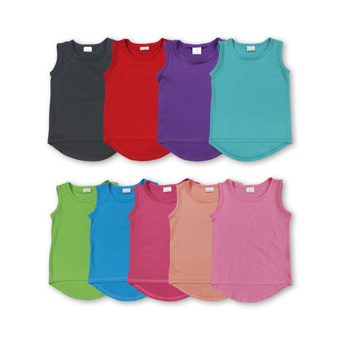 RTS toddler clothes matching clothing solid color top  kids summer yoga clothing