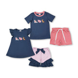 RTS toddler clothes matching pig horse cow farm clothing kids summer shorts set-embroidery