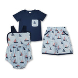 RTS Matching kids clothing saling boat print clothing boy summer clothing-2026.4.7