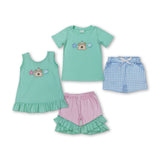 RTS kids clothes dog embroidery kids summer matching clothes