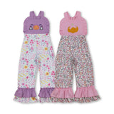 RTS girl clothes Embroidery Pumpkin matching girl summer jumpsuit-2025.9.5