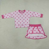 GLD1765 Girls  Dots hot pink Long Sleeves Skirts outfits