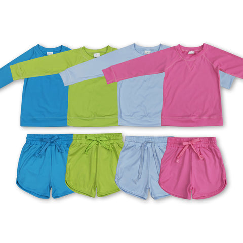 RTS toddler clothes matching clothing solid color set kids summer yoga clothing