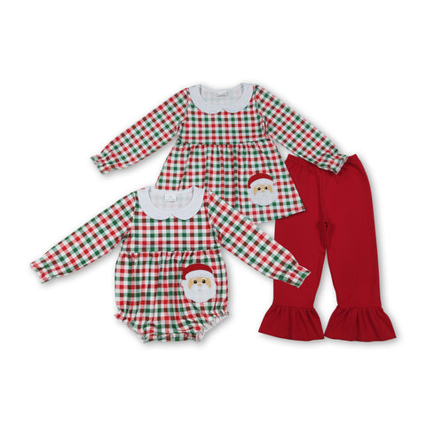 RTS kids matching clothing embroidery santa print clothing girl christmas winter clothing-2025.10.14