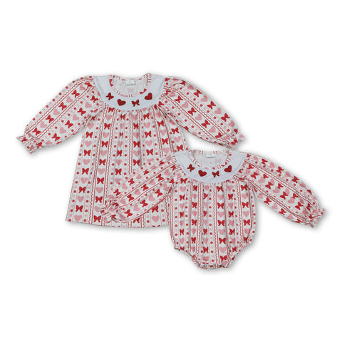 RTS kids matching clothing embroidery heart print clothing girl valentine clothing-2025.10.17