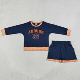GLS0162 girls AUBURN navy long sleeve shorts outfits vinyl