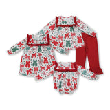 RTS kids matching clothing bows print clothing girl christmas winter clothing-2025.7.19